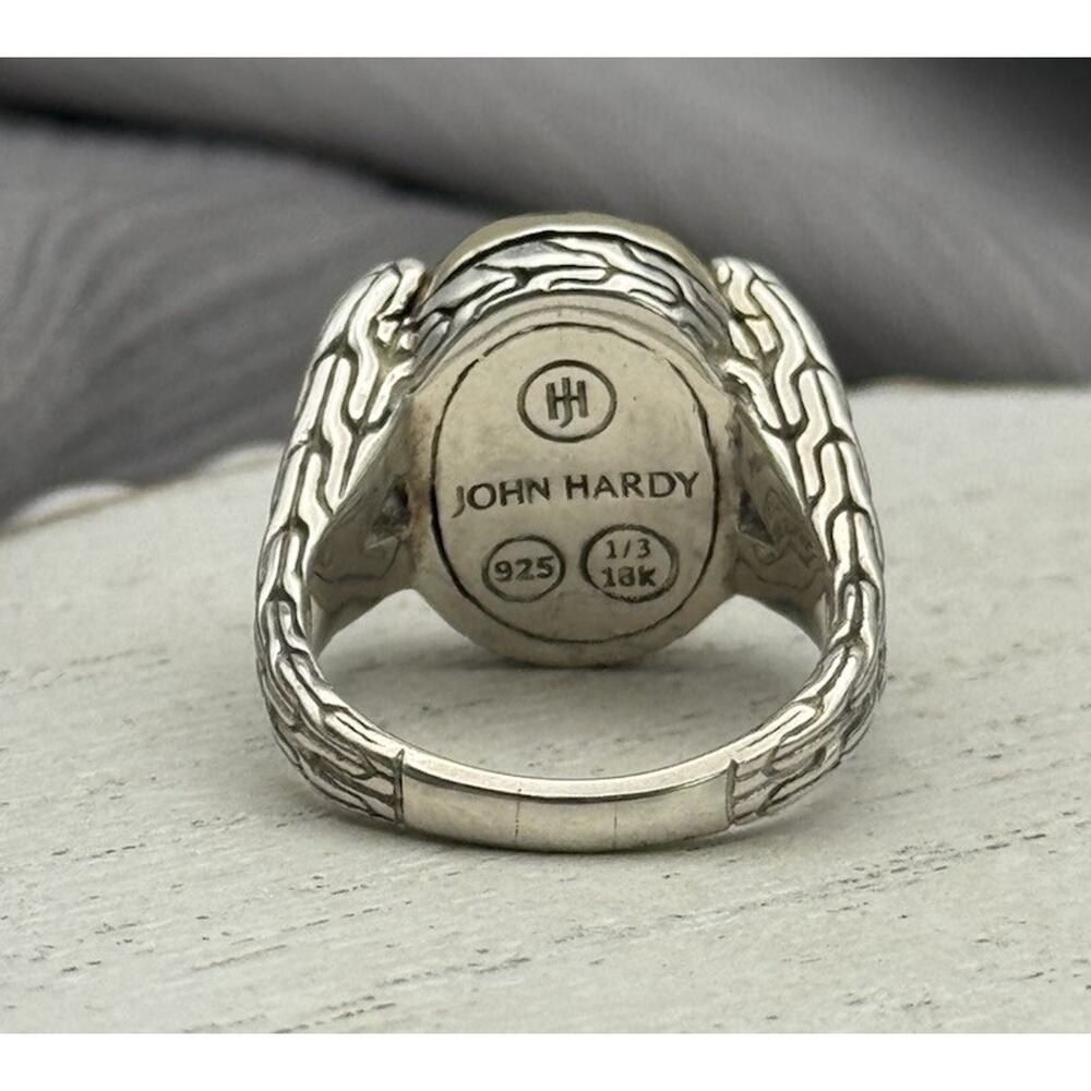 John Hardy 18k & 925 Oval Shape Ring 8.16G / Sz 6 - Picture 4 of 5
